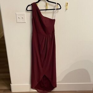 Chic One-Shoulder Burgundy bridesmaid Dress